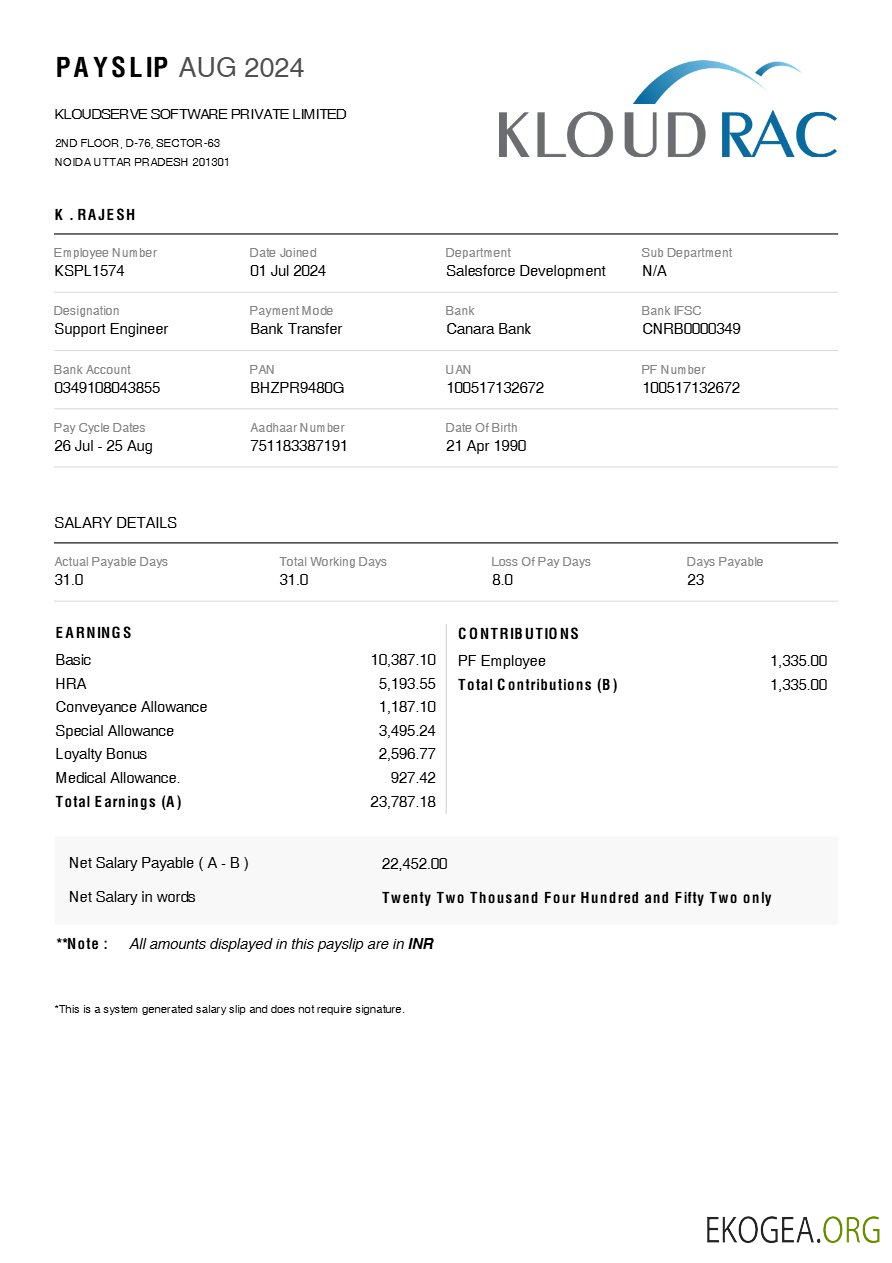 Modèle de fiche de paie Kloudserve Software aux formats Word et PDF.pdf, 1